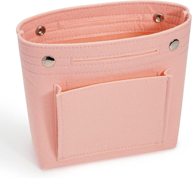 Vercord Mini Slim Small Felt Purse Organizer Insert Inside Handbag Tote Pocketbook for Women Pale Pink - Image 1